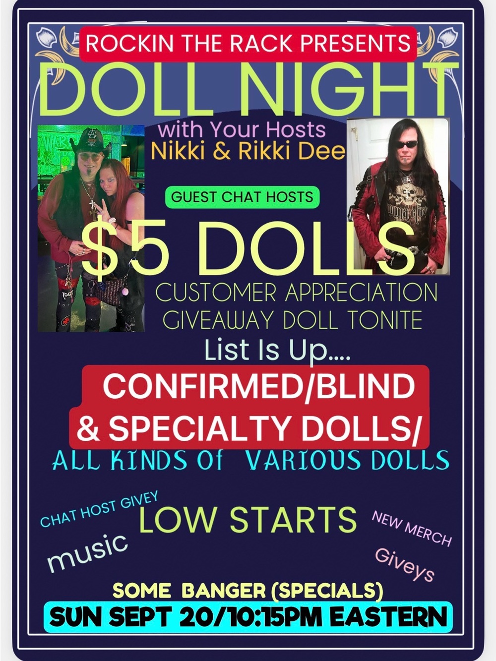 $5 DOLL NITE / SPECIAL DOLLS/BANGERS/Games/Giveaways/Customer Appreciation Draw